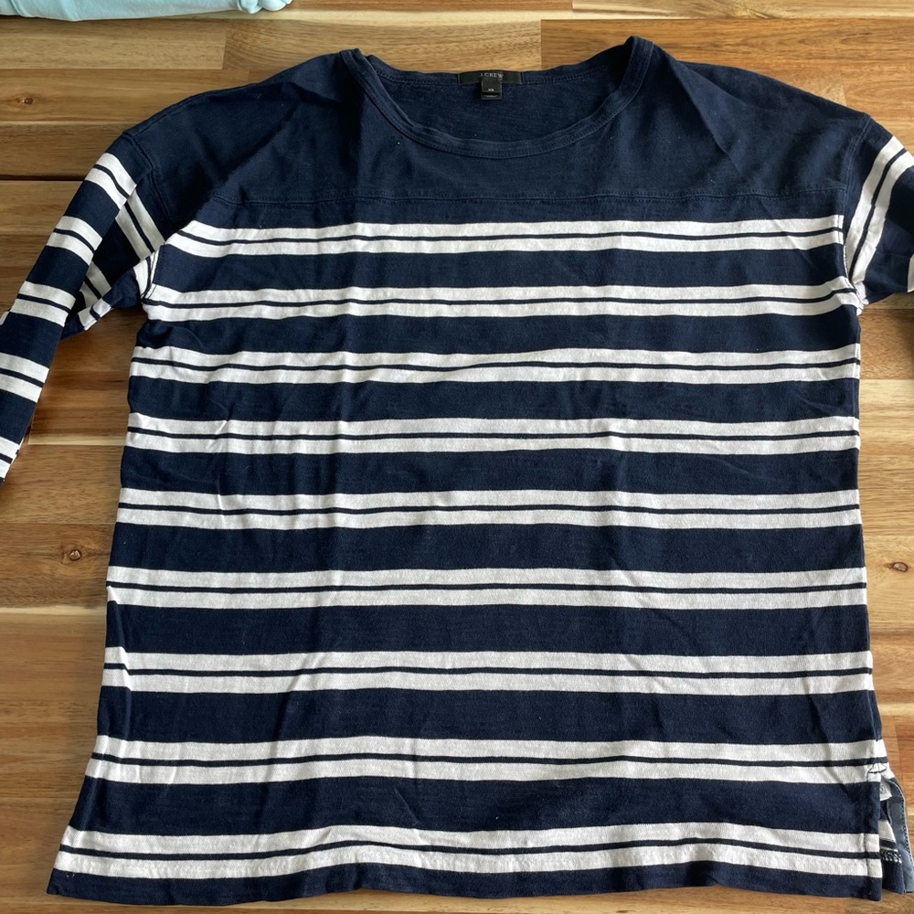 Striped quarter sleeve pullover from J Crew